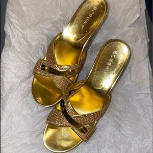 BCBG Gold Slip On Wedges